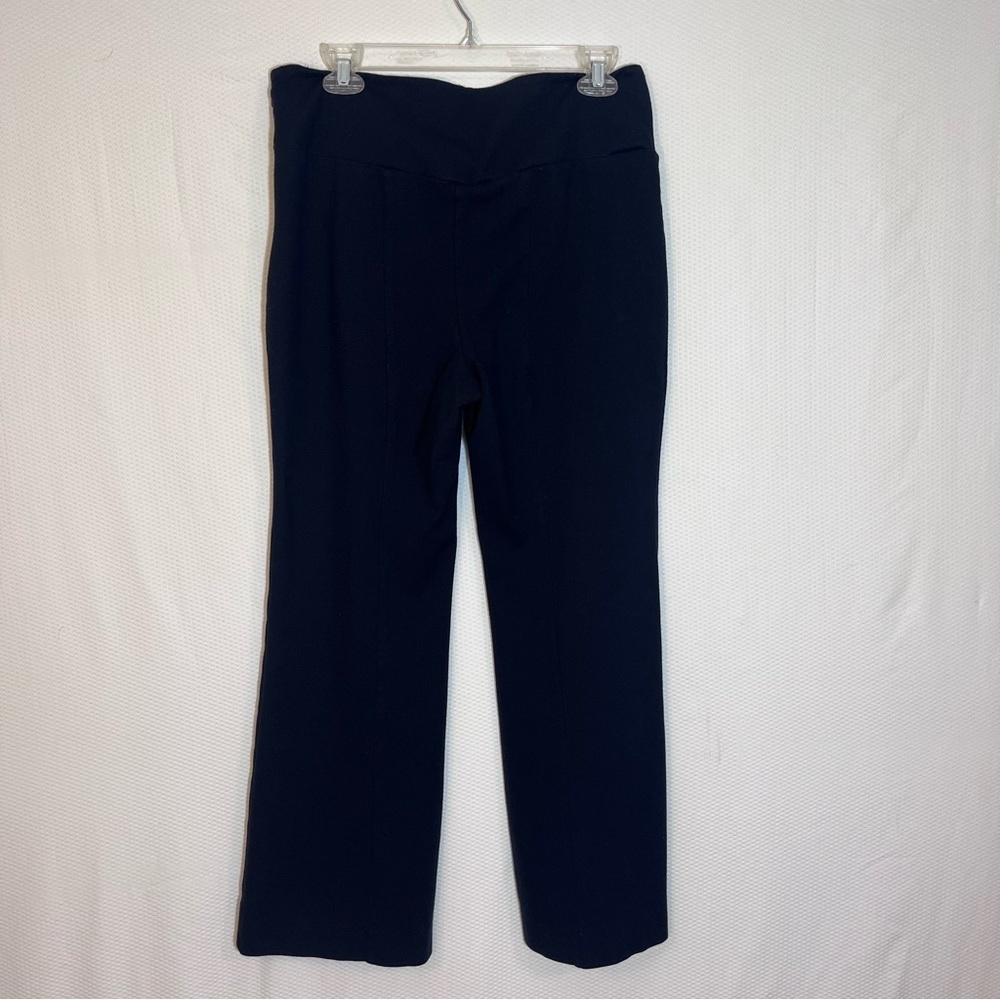 Anthropologie Black Wide Leg Ponte pants Size M High Rise Side Zip Stretch - Picture 3 of 15